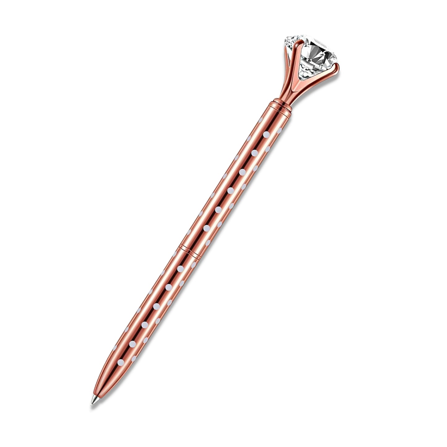Rose Gold Diamond Top Retractable Pen With Case