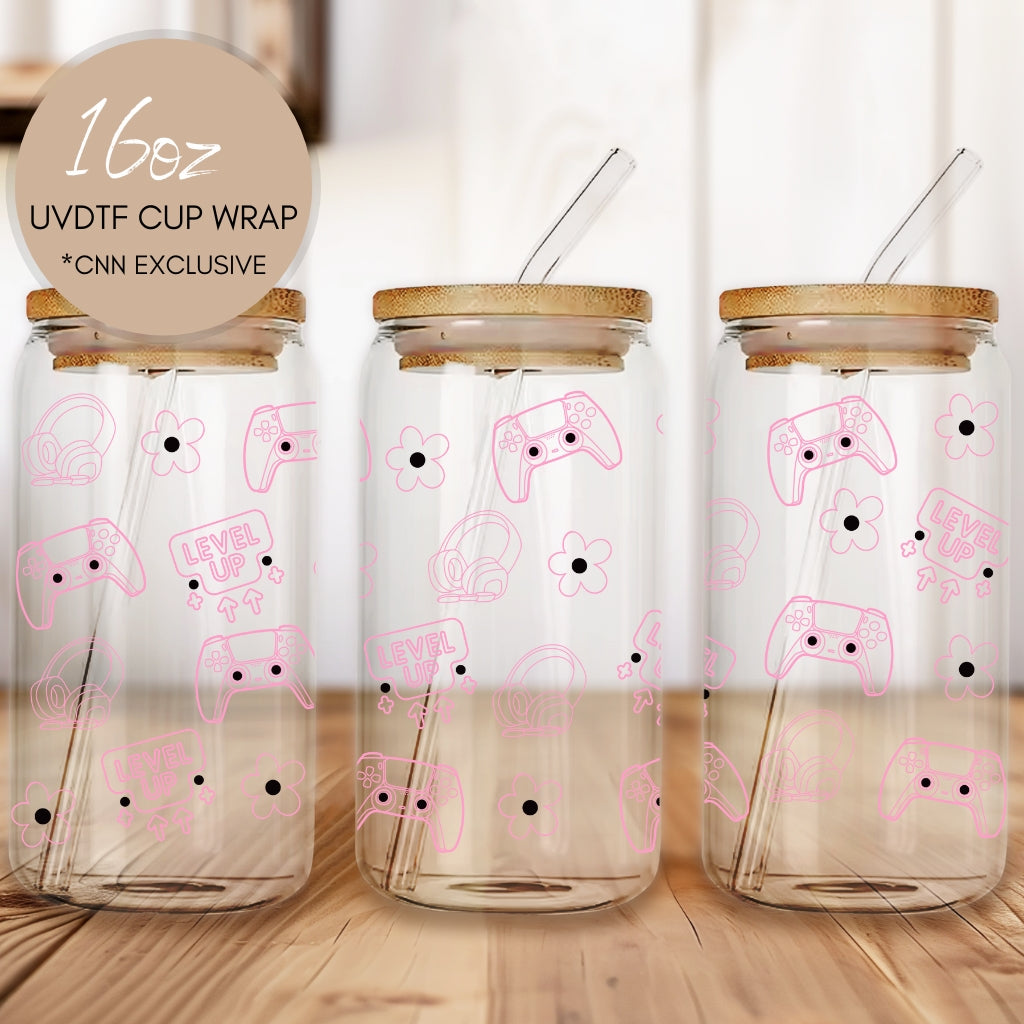 Girl Gamer Pink & Black 16 OZ UVDTF Cup Wrap (CNWG4)