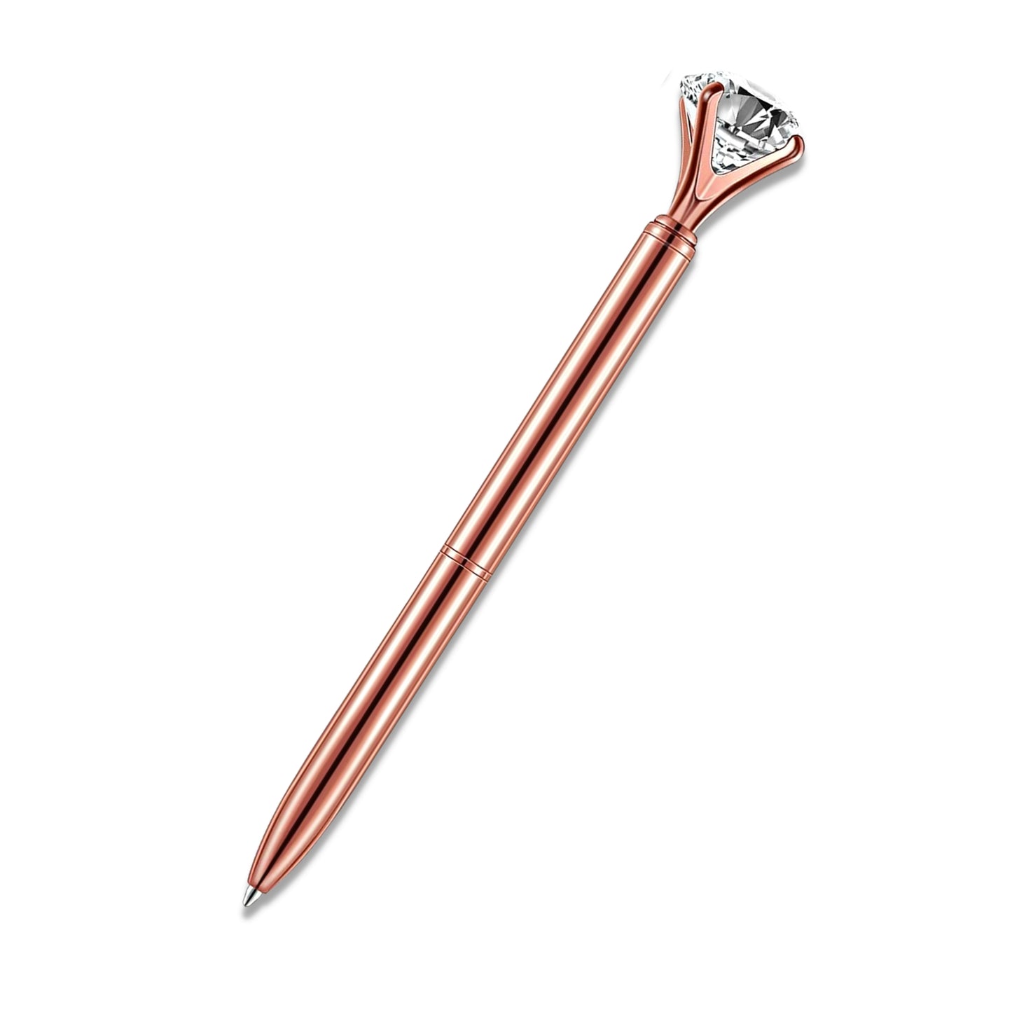 Rose Gold Diamond Top Retractable Pen With Case