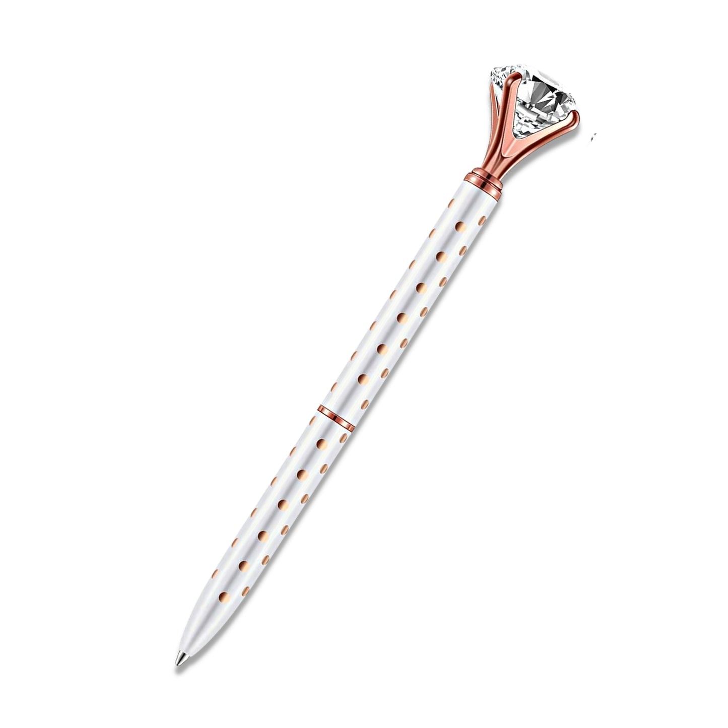 Rose Gold Diamond Top Retractable Pen With Case