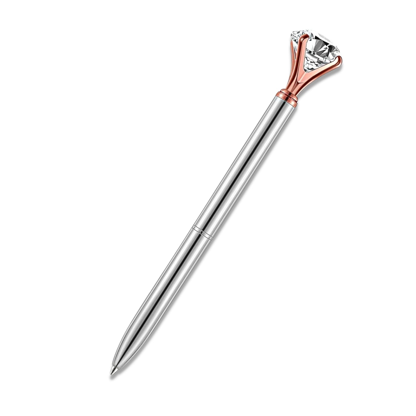 Rose Gold Diamond Top Retractable Pen With Case