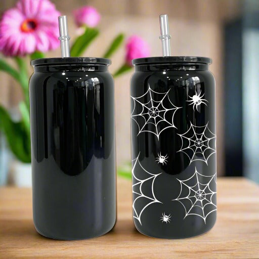 Cut3Nah Notes Glass Cup BLACK 16 OZ BLANK BEER GLASS CAN WITH LID