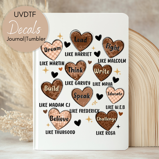 Black History Hearts - UVDTF Journal | Tumbler Decal (CNJD06)