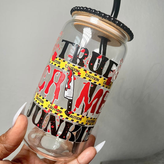 True Crime Junkie 16 OZ Glass Cup