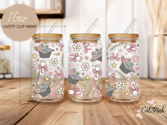 Grad Floral Graduate 16 oz - Grad UVDTF Cup Wrap (CNWGRAD01)