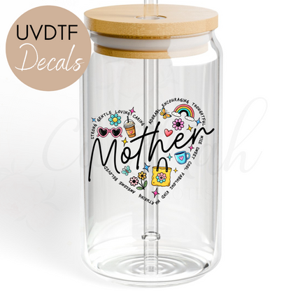 Mother Retro Heart UVDTF - Mother's Day Decal (CNMD01)