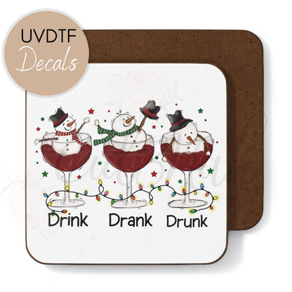 Snowman Drink Drank Drunk - Christmas UVDTF Decal (CNFX65)