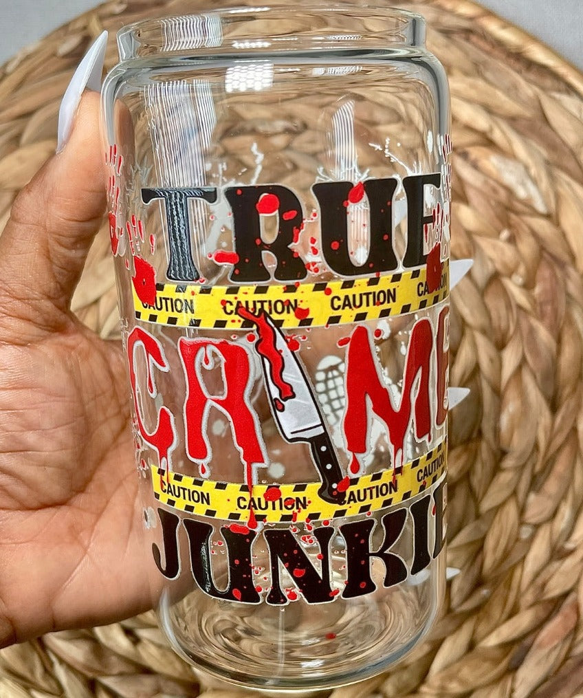 True Crime Junkie 16 OZ Glass Cup