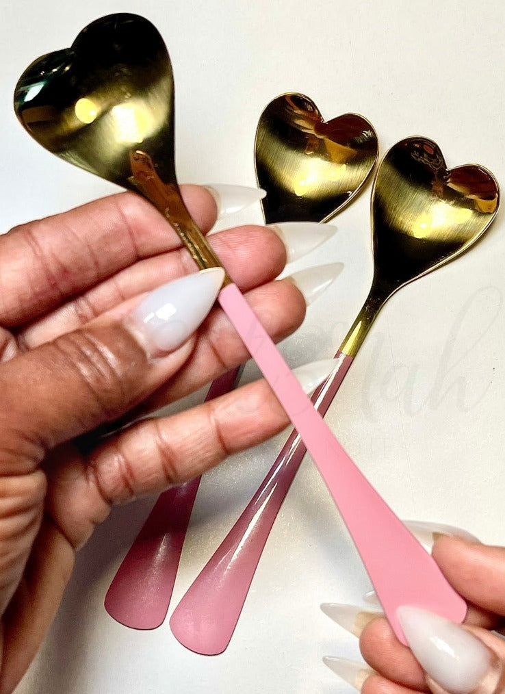 HEART TO HANDLE Pink Coffee and Dessert Spoon