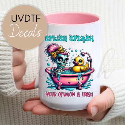 Splish Splash Skeletal - Funny Sarcastic UVDTF Decal (CNDU35)