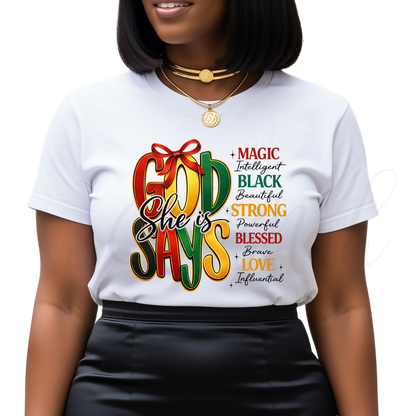 God Says She Is - Christian DTF Transfer (CNDTF34)