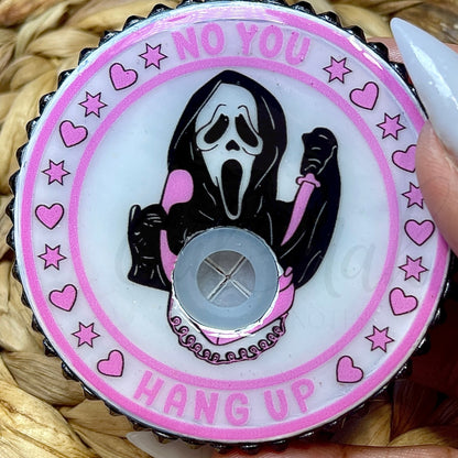 No You Hang Up Scream Black Acrylic Custom Bling Lid For 16oz Glass Cup