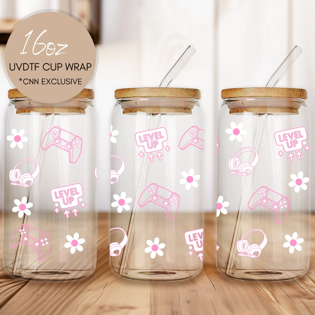 Pink & White Girl Gamer 16 OZ UVDTF Cup Wrap (CNWG5)