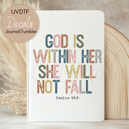 God Is Within Her - Christian UVDTF Journal | Tumbler Decal (CNJD18)