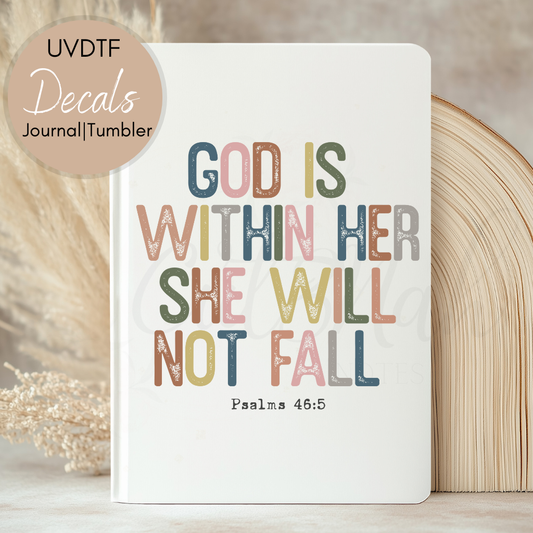 God Is Within Her - Christian UVDTF Journal | Tumbler Decal (CNJD18)