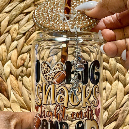 I Love Big Snacks - Football Season 16 OZ Glass Can