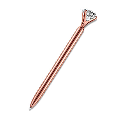 Rose Gold Diamond Top Retractable Pen With Case