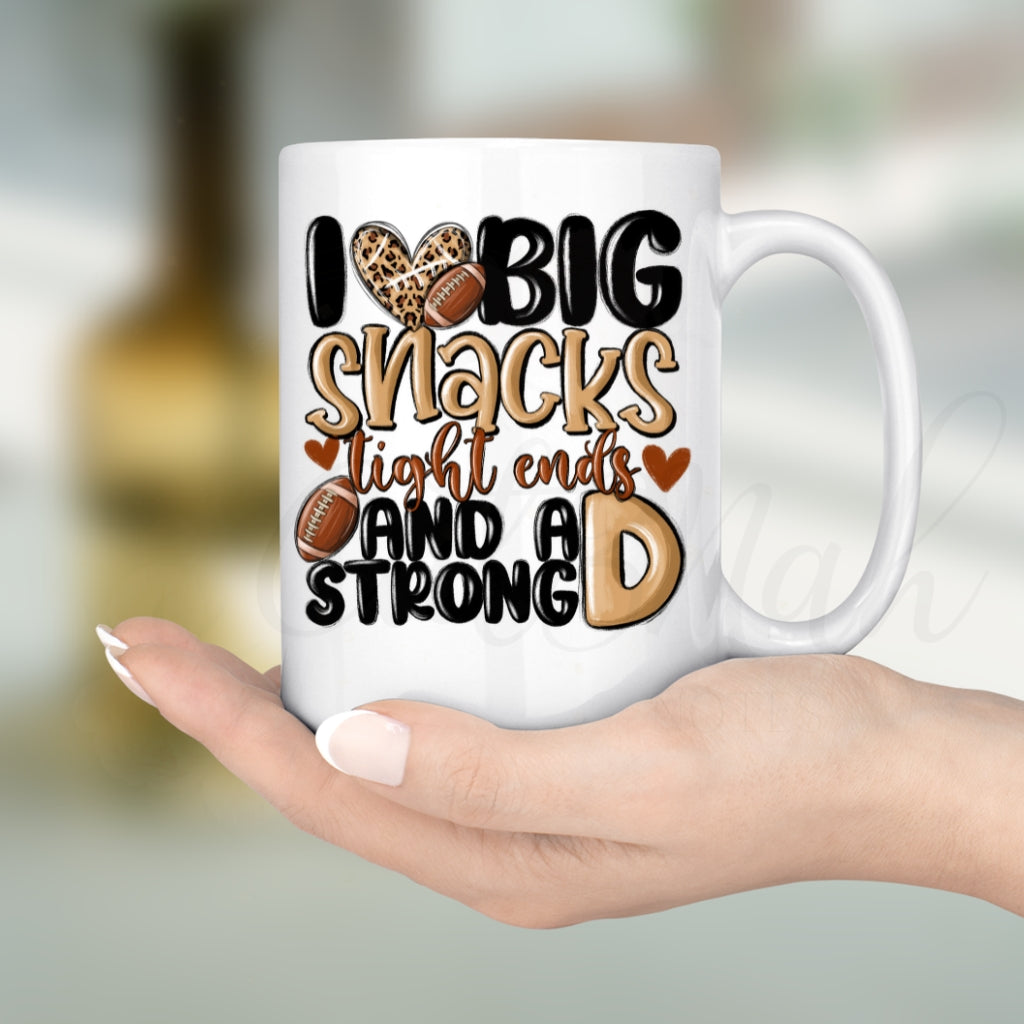 I Love Big Snacks Football Season 15 OZ Ceramic Mug