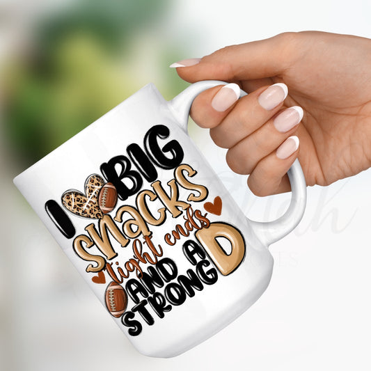 I Love Big Snacks Football Season 15 OZ Ceramic Mug