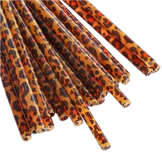 Leopard Print Reusable Reusable Plastic Straws