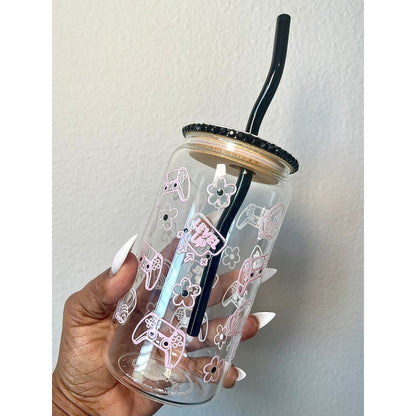 Level Up Girl! PB Gamer 16 OZ Glass Cup