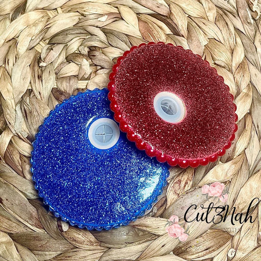 Cut3Nah Notes decorated glass can lids Blue Glitter 'n Bling Bamboo Lid For 16oz Glass Cup