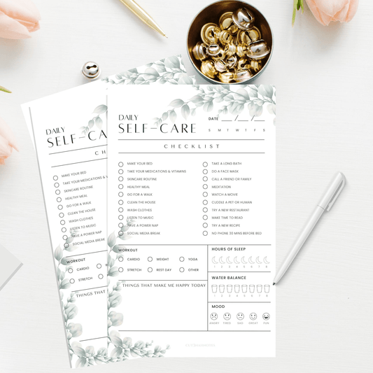 Cut3Nah Notes Notepad Self-Care Checklist Tracker 50 Page Notepad