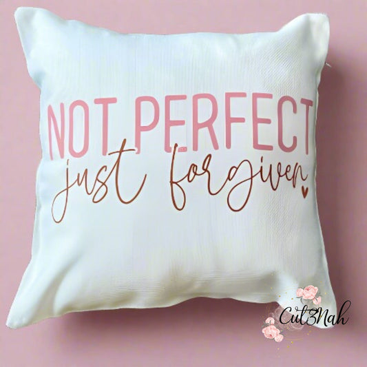 Cut3Nah Notes Pillow Case|Cover + Insert NOT PERFECT JUST FORGIVEN 12" x 12" Accent Throw Pillow