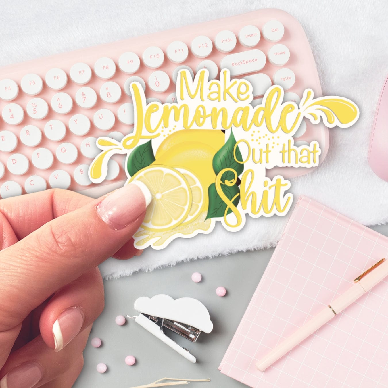 Cut3Nah Notes Sticker | Magnet MAKE LEMONADE OUT THAT SHIT Die Cut Affirmation Sticker | Magnet