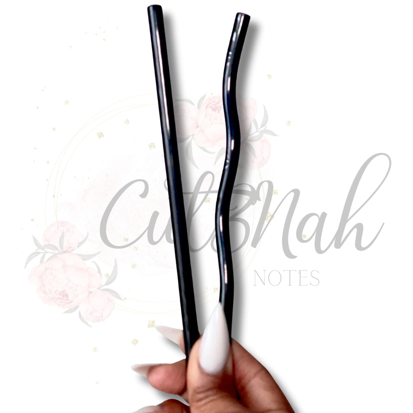 Cut3Nah Notes Straws Black Glass Straws