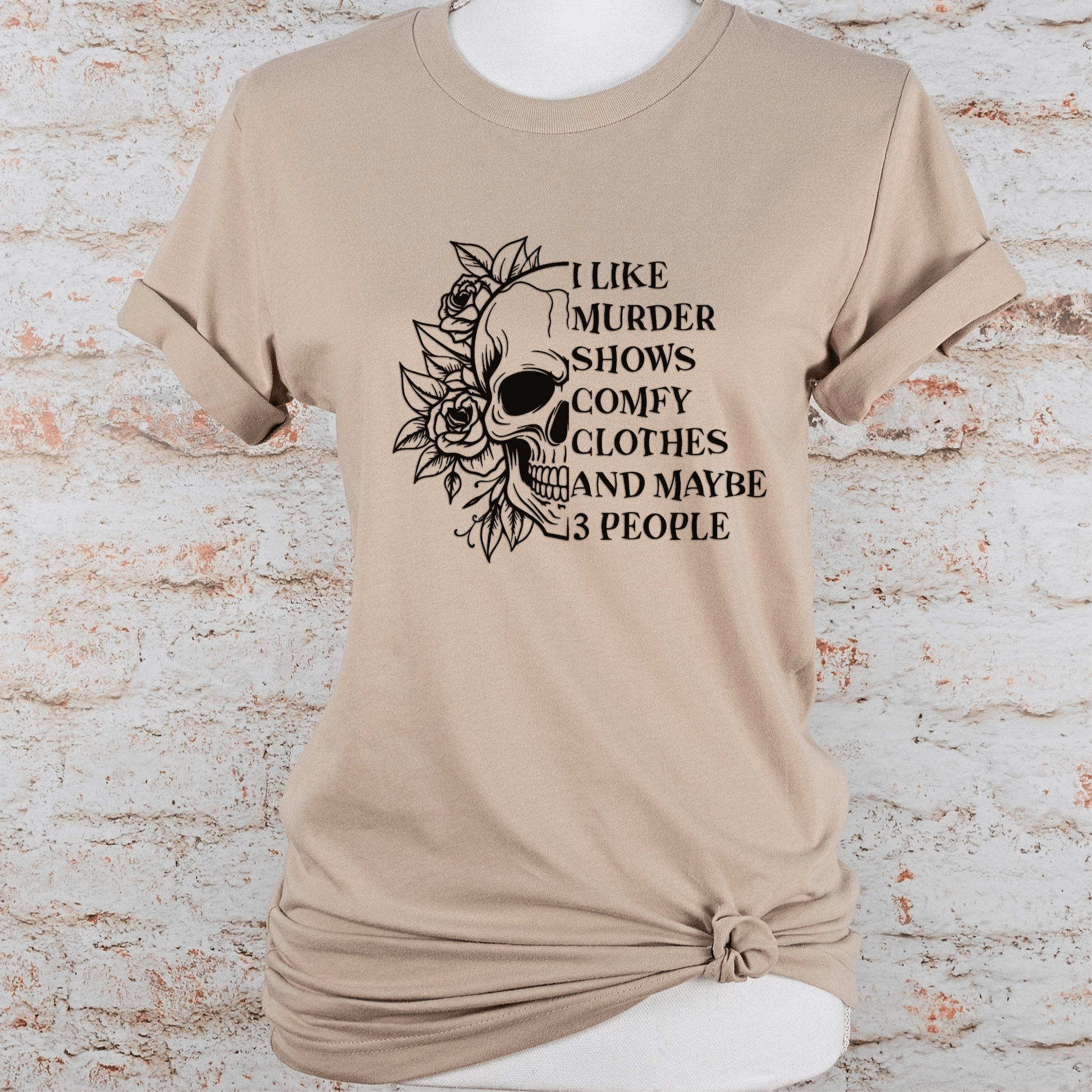 Cut3Nah Notes T-shirt Small / Tan MURDER SHOWS COMFY CLOTHES Short Sleeve Crew Neck T-Shirt